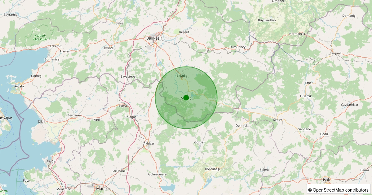 24 Kasım 2025 saat 02:32 - Sındırgı - 1.00ml depreminin harita gösterimi