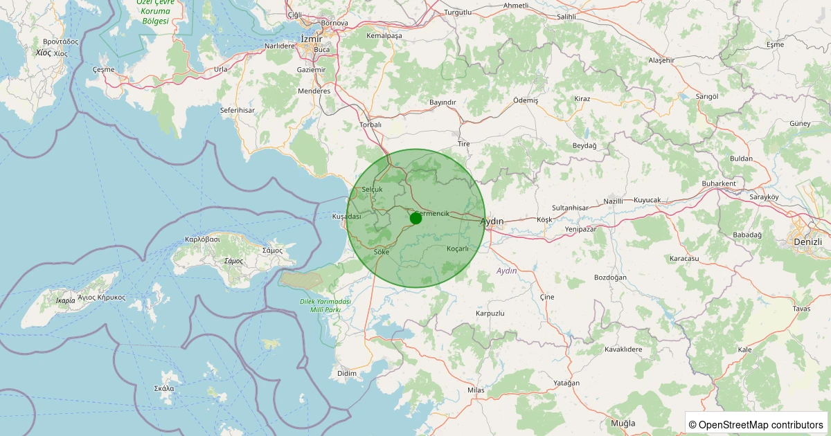 24 Kasım 2025 saat 04:15 - Germencik - Tekin - 1.60ml depreminin harita gösterimi