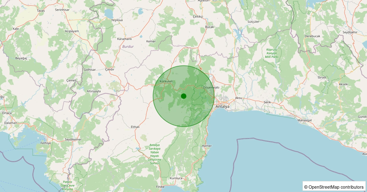 24 Kasım 2025 saat 04:31 - Korkuteli - Yazır Köyü - 2.00ml depreminin harita gösterimi