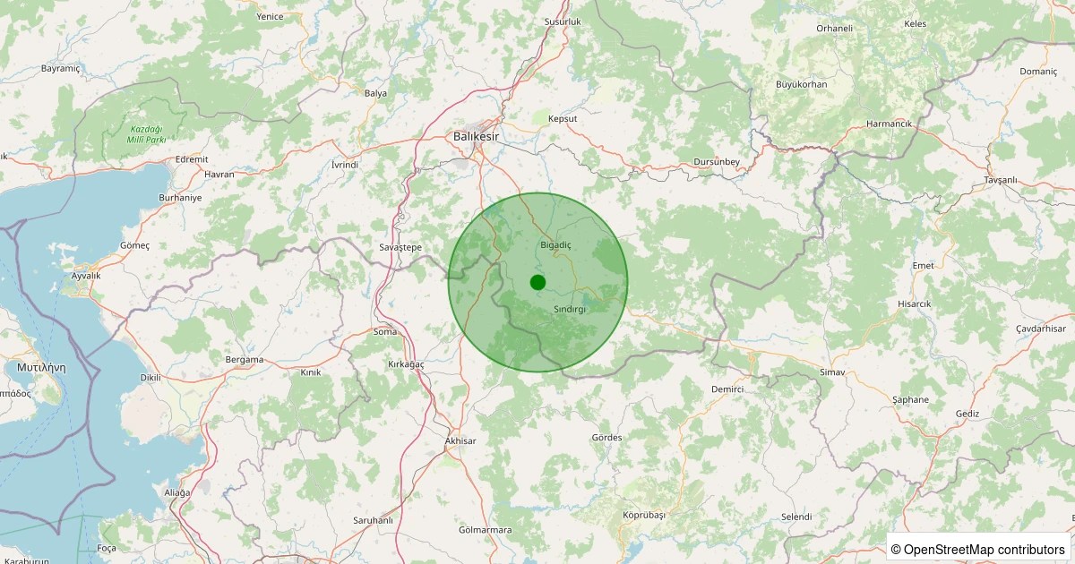 24 Kasım 2025 saat 05:16 - Sındırgı - Küçükbükü - 1.30ml depreminin harita gösterimi