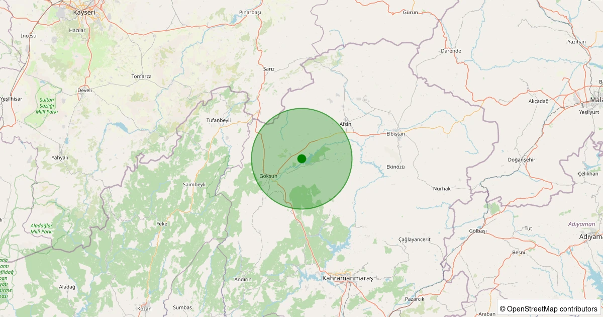 24 Kasım 2025 saat 05:23 - Göksun - Küçüksu - 1.30ml depreminin harita gösterimi