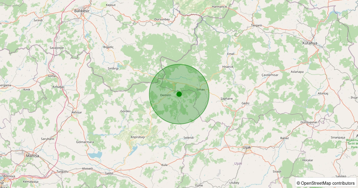 24 Kasım 2025 saat 05:51 - Demirci - Ören - 1.80ml depreminin harita gösterimi