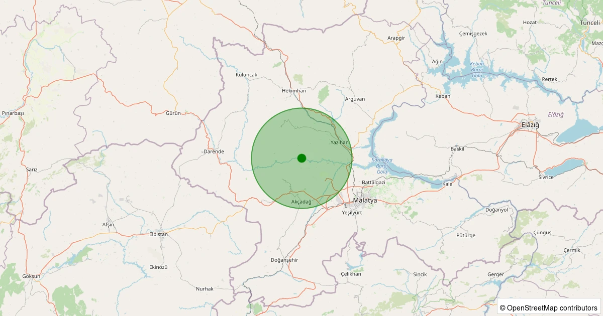 24 Kasım 2025 saat 07:41 - Yazıhan - İriağaç - 1.60ml depreminin harita gösterimi
