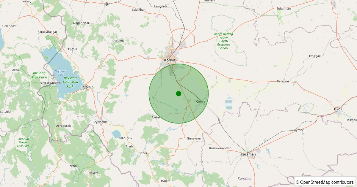 24 Kasım 2025 saat 09:35 - Meram - Çarıklar - 1.20ml depreminin harita gösterimi