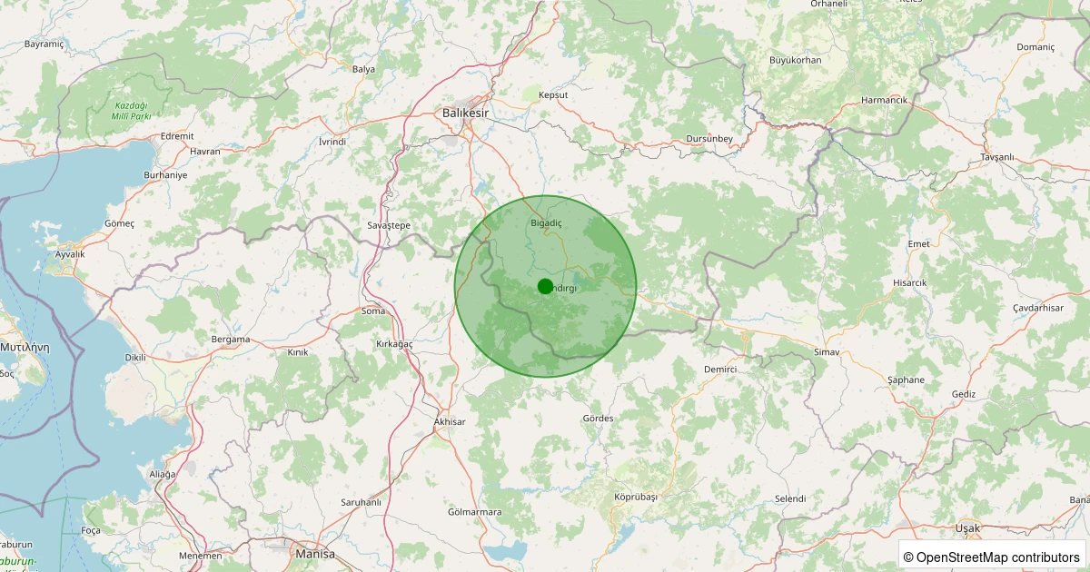 24 Kasım 2025 saat 15:24 - Sındırgı - Kertil - 1.20ml depreminin harita gösterimi