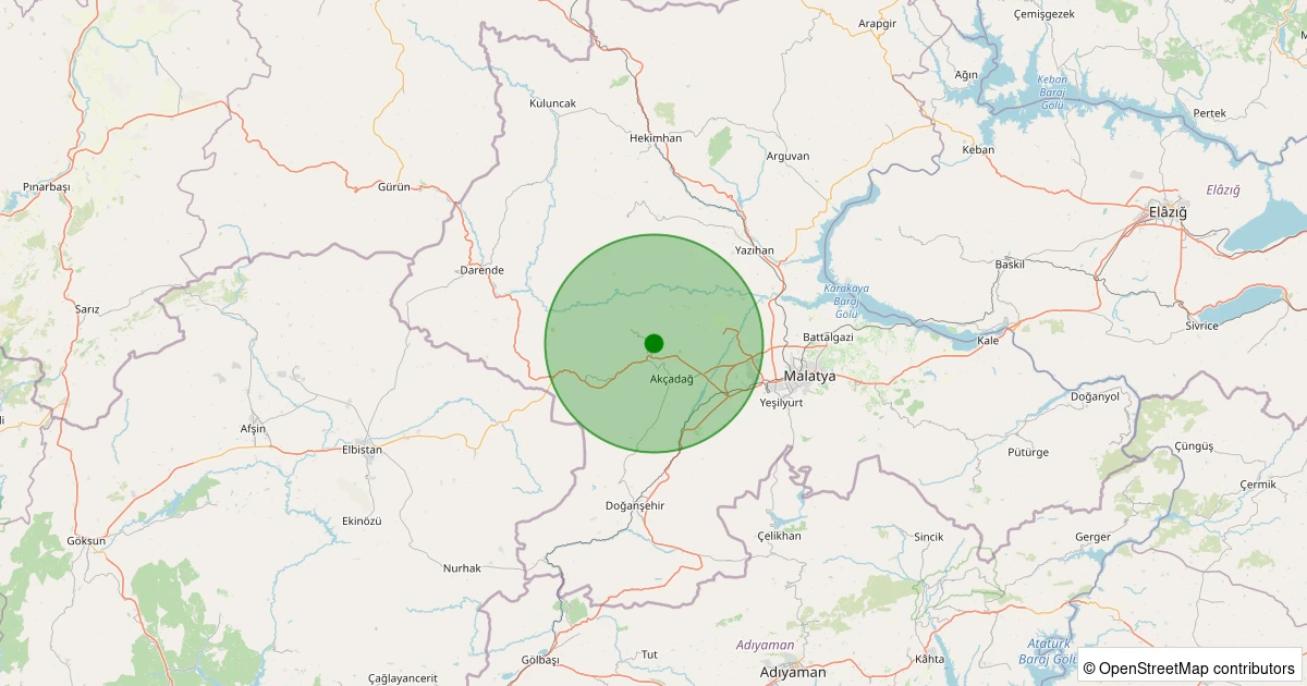24 Kasım 2025 saat 18:11 - Akçadağ - Tataruşağı - 1.40ml depreminin harita gösterimi