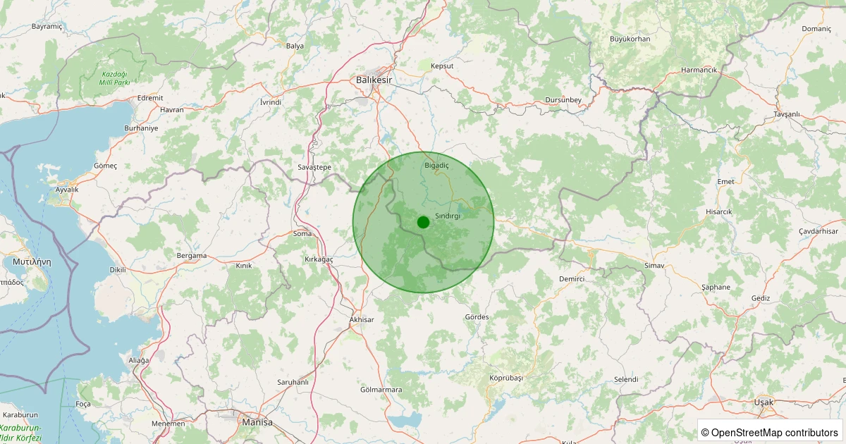 24 Kasım 2025 saat 23:16 - Sındırgı - 2.20ml depreminin harita gösterimi