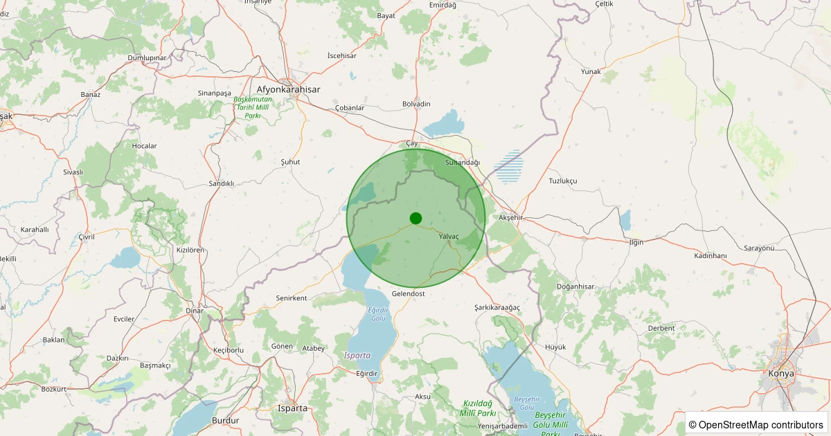 24 Kasım 2025 saat 23:44 - Yalvaç - Mısırlı Köyü - 1.10ml depreminin harita gösterimi