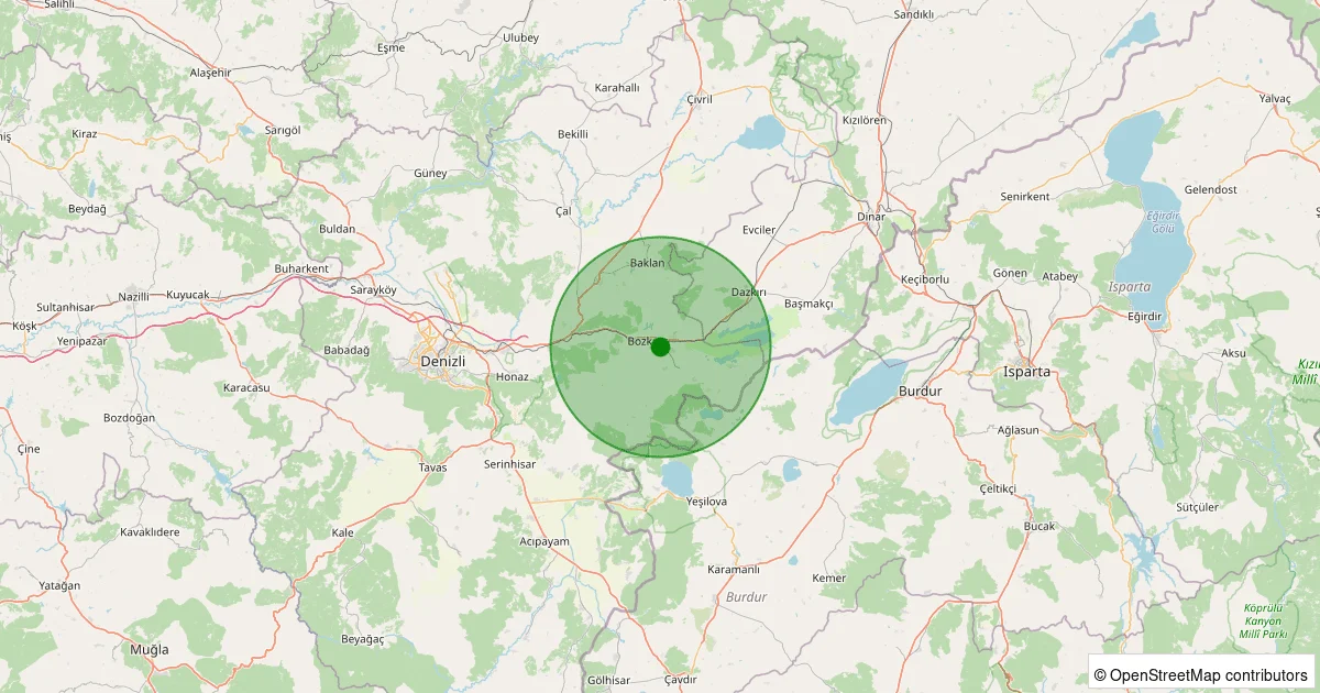 12 Ekim 2025 saat 02:57 - Çardak - Hürriyet - 1.50ml depreminin harita gösterimi
