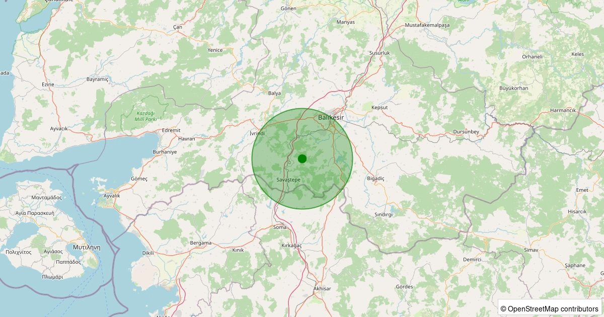 25 Kasım 2025 saat 03:52 - Savaştepe - Pelitcik - 1.60ml depreminin harita gösterimi