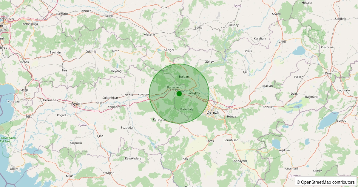 25 Kasım 2025 saat 06:52 - Sarayköy - Tekke Köyü - 1.40ml depreminin harita gösterimi