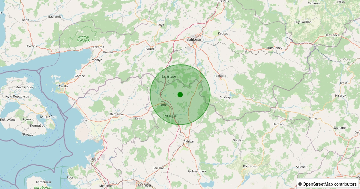 25 Kasım 2025 saat 16:38 - Soma - Tekeliışıklar - 1.30ml depreminin harita gösterimi