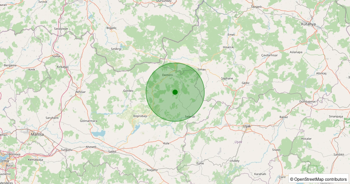 26 Kasım 2025 saat 02:27 - Demirci - Yarbasan - 2.40ml depreminin harita gösterimi
