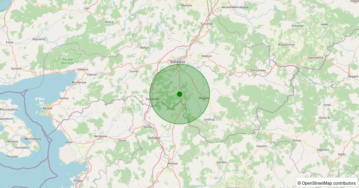 26 Kasım 2025 saat 02:56 - Altıeylül - Taşköy - 2.00ml depreminin harita gösterimi