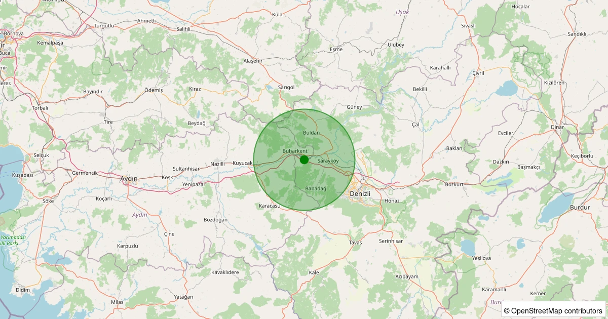 26 Kasım 2025 saat 06:33 - Sarayköy - Tekke Köyü - 1.00ml depreminin harita gösterimi