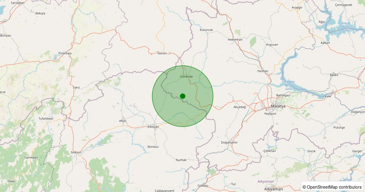 26 Kasım 2025 saat 08:58 - Darende - Yavuzlar - 1.40ml depreminin harita gösterimi