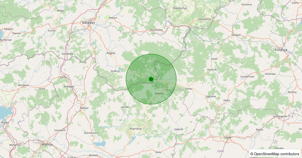 26 Kasım 2025 saat 09:34 - Sındırgı - İzzettin - 1.40ml depreminin harita gösterimi