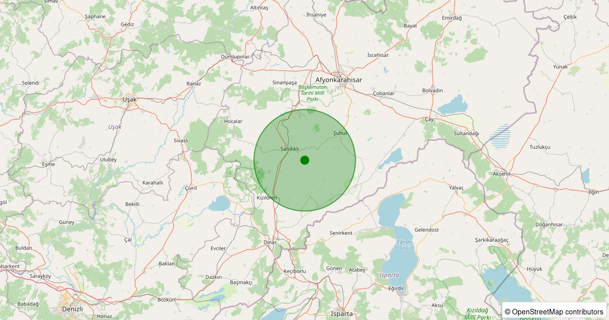 26 Kasım 2025 saat 11:59 - Sandıklı - Karkın Köyü - 1.70ml depreminin harita gösterimi