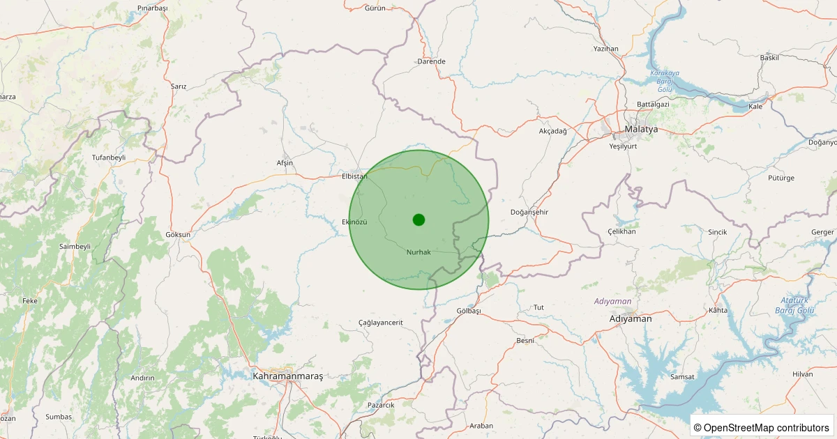 26 Kasım 2025 saat 16:40 - Nurhak - 1.50ML depreminin harita gösterimi