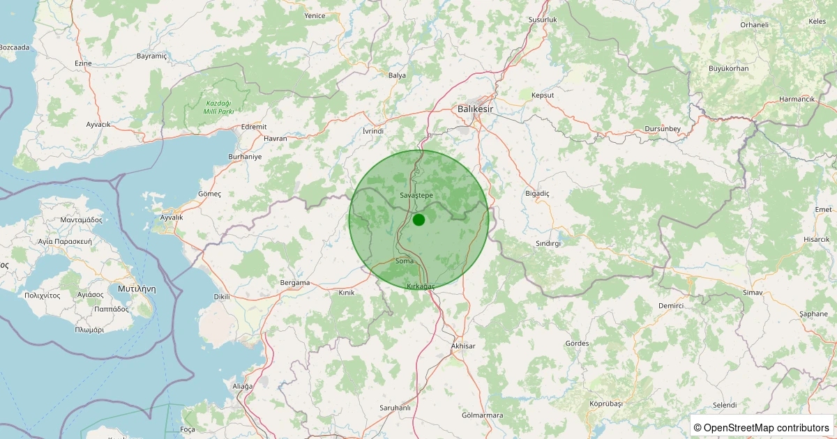 26 Kasım 2025 saat 22:26 - Soma - Göktaş - 1.80ml depreminin harita gösterimi