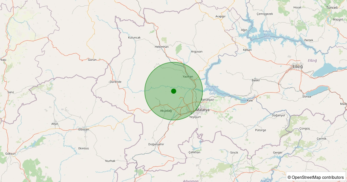 27 Kasım 2025 saat 00:24 - Akçadağ - Ilıcak - 1.50ml depreminin harita gösterimi