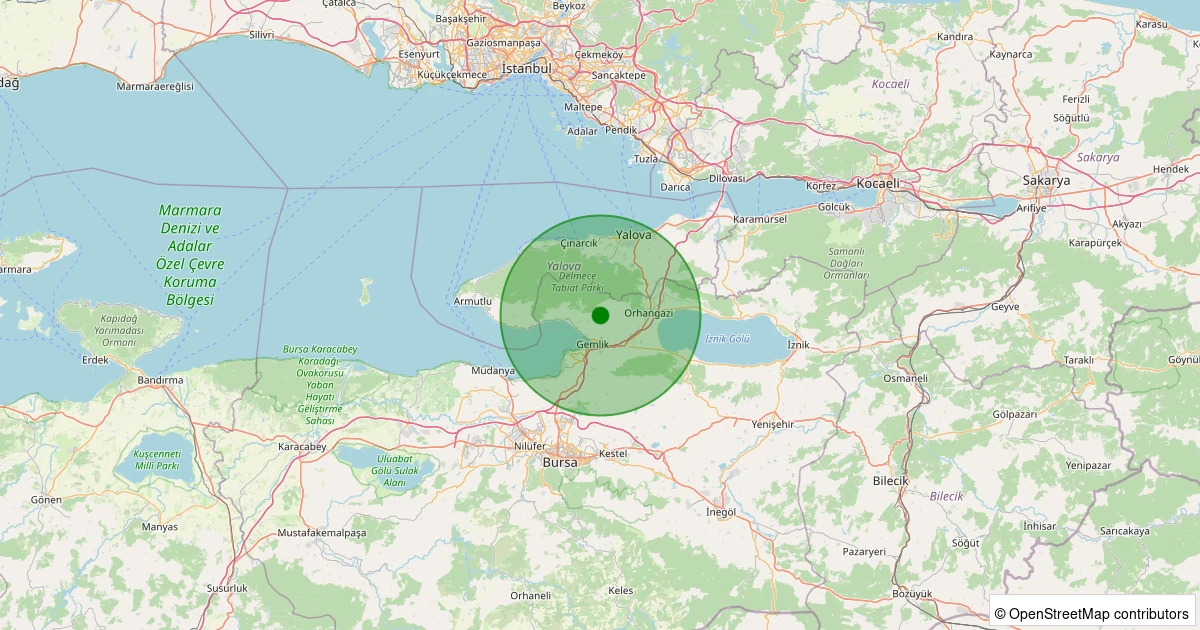 27 Kasım 2025 saat 01:18 - Gemlik - 0.90ml depreminin harita gösterimi