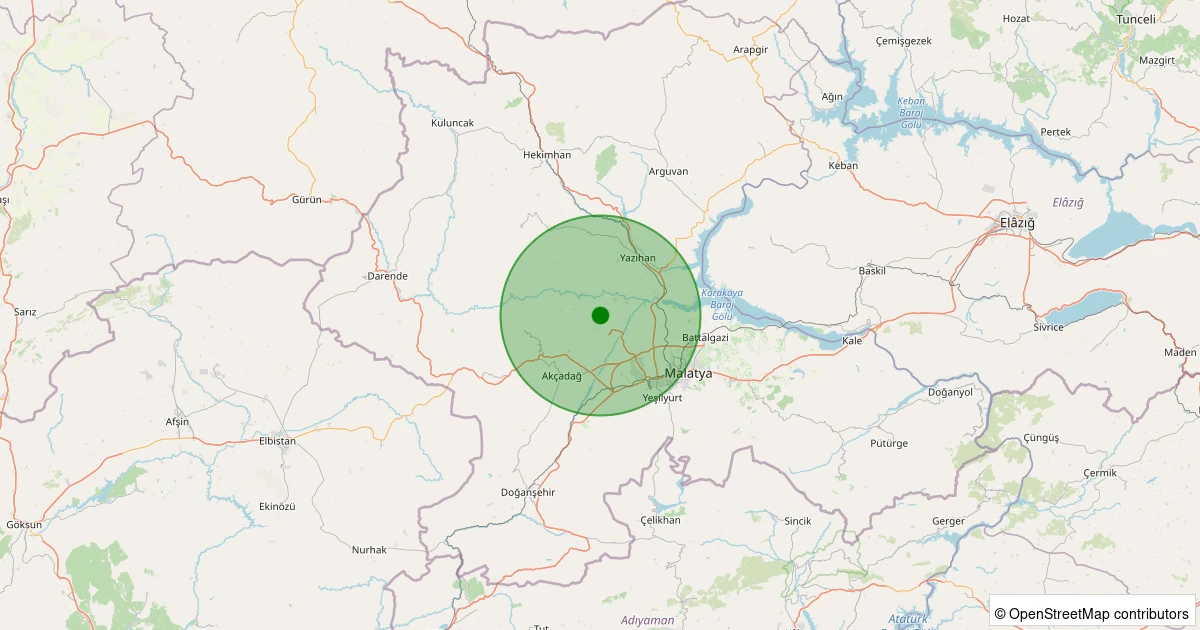 27 Kasım 2025 saat 02:56 - Akçadağ - Ilıcak - 1.30ml depreminin harita gösterimi