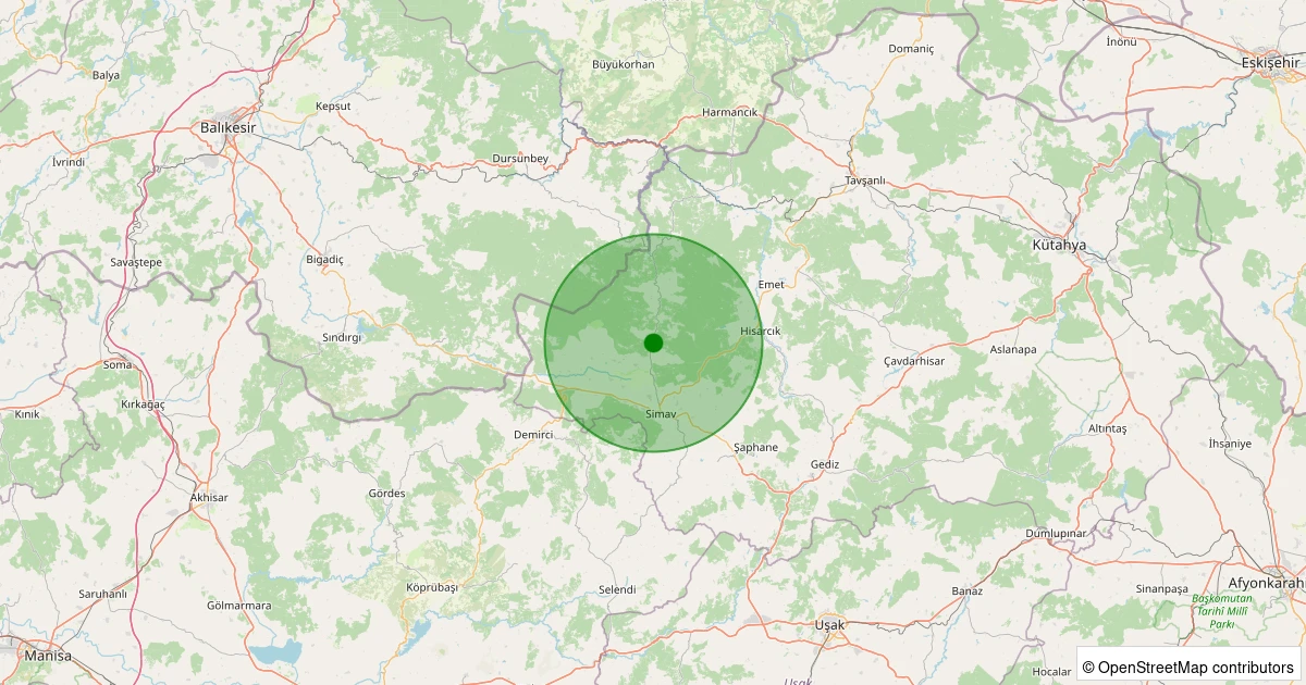 27 Kasım 2025 saat 03:38 - Simav - Yemişli Köyü - 1.40ml depreminin harita gösterimi