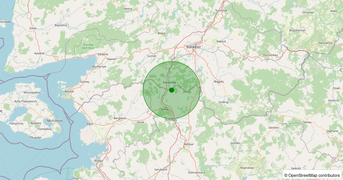 27 Kasım 2025 saat 03:49 - Soma - Türk Pıyale - 1.20ml depreminin harita gösterimi