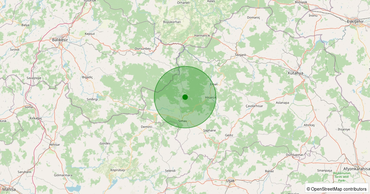 27 Kasım 2025 saat 05:57 - Simav - Maden Köyü - 1.40ml depreminin harita gösterimi