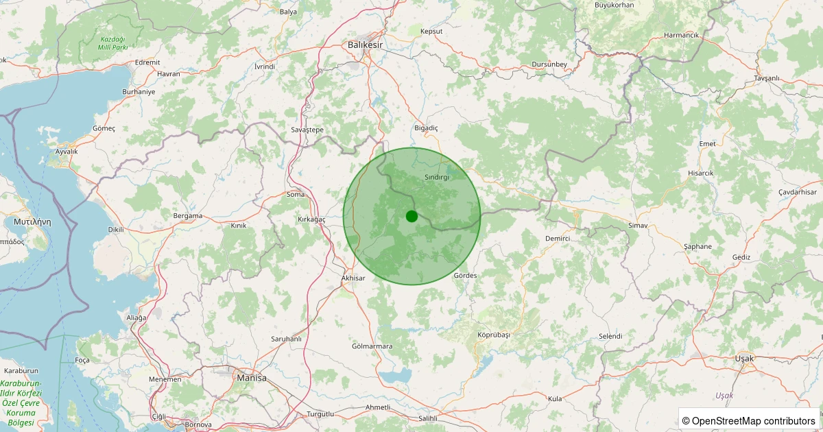 27 Kasım 2025 saat 08:58 - Akhisar - Sağrakçı Köyü - 1.80ml depreminin harita gösterimi