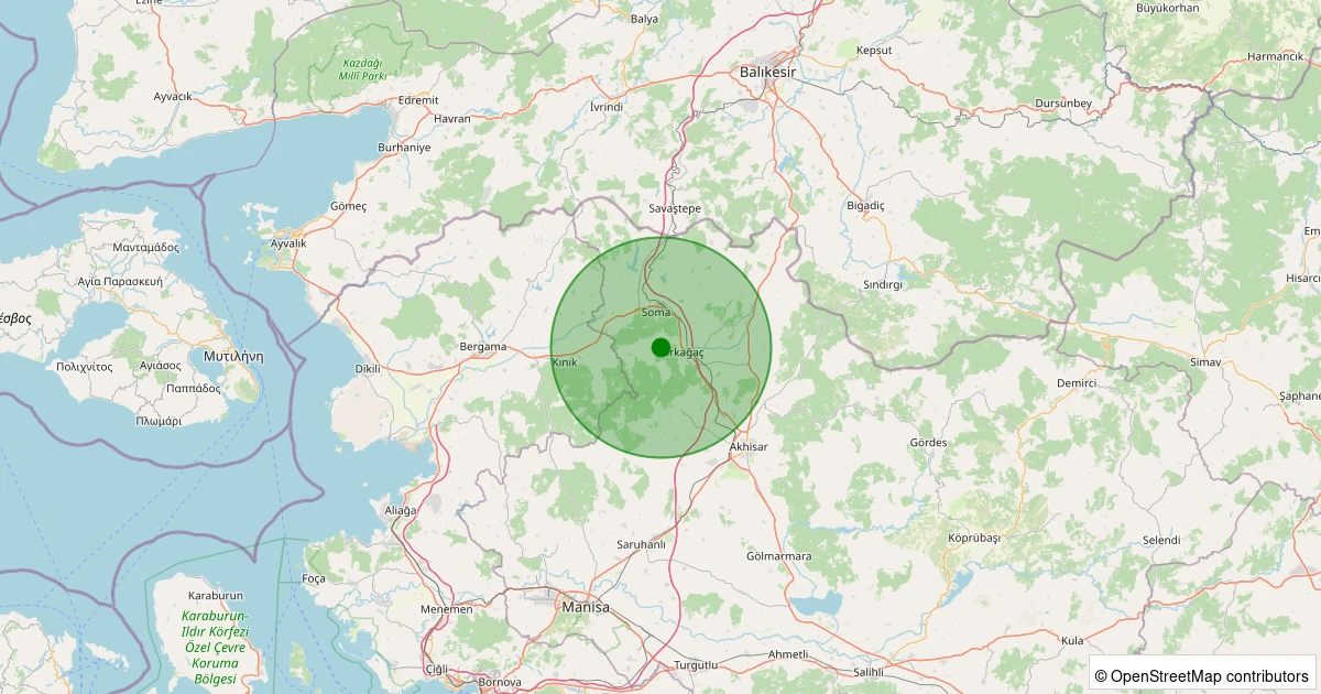 27 Kasım 2025 saat 12:43 - Soma - 1.50ml depreminin harita gösterimi
