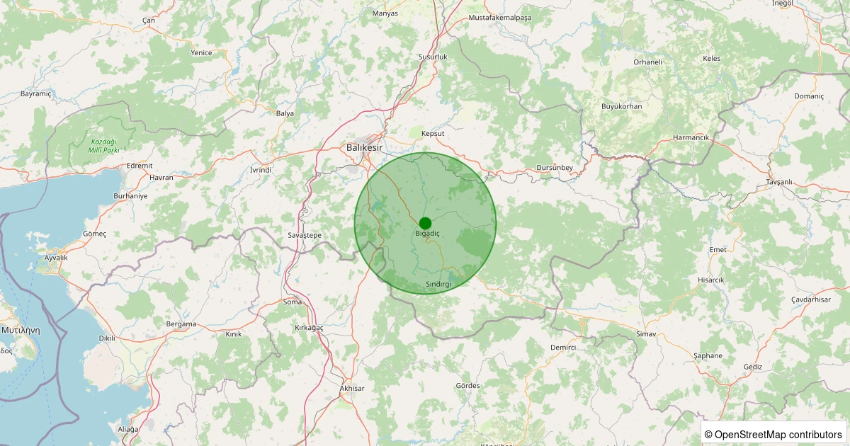 27 Kasım 2025 saat 12:56 - Bigadiç - Işıklar - 1.30ml depreminin harita gösterimi