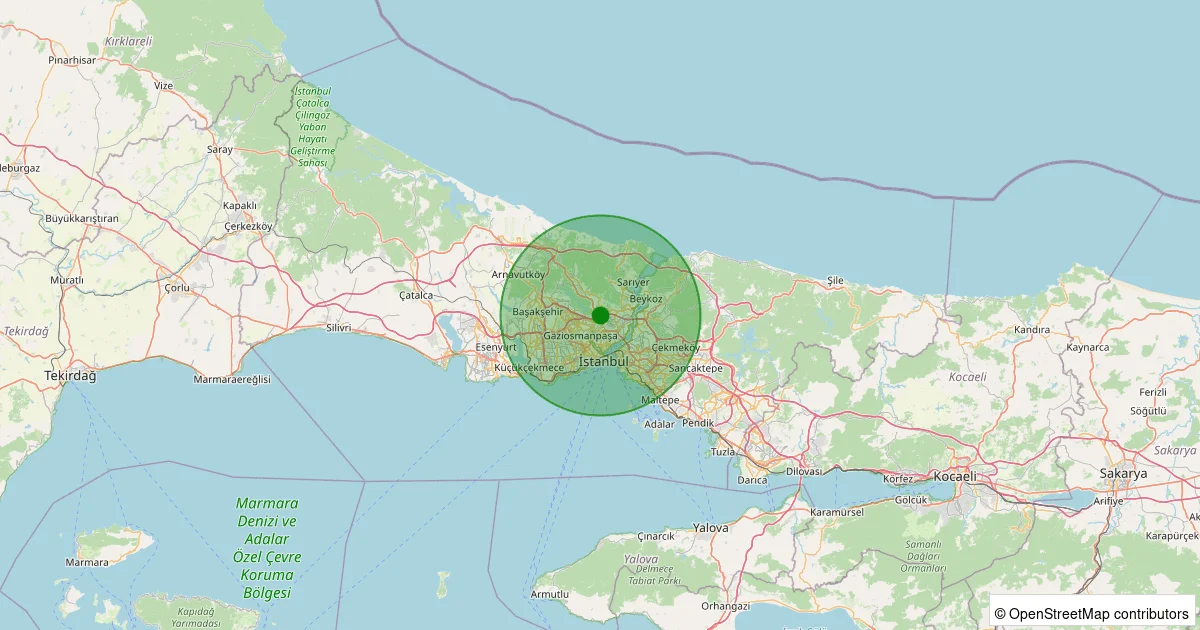 09 Ekim 2025 saat 14:27 - Kağıthane - Merkez - 0.90ml depreminin harita gösterimi