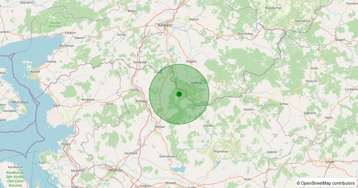 27 Kasım 2025 saat 13:28 - Akhisar - 1.60ml depreminin harita gösterimi