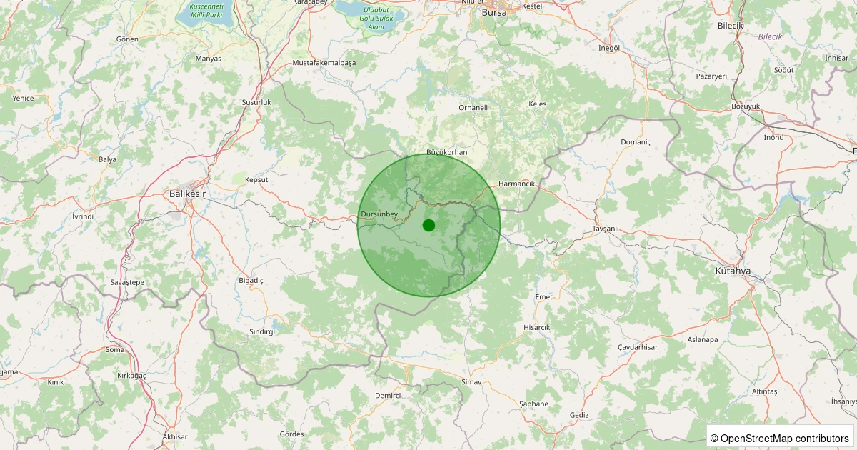 27 Kasım 2025 saat 23:49 - Dursunbey - Emeksiz - 1.90ml depreminin harita gösterimi