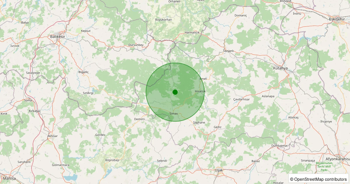 09 Ekim 2025 saat 07:11 - Simav - Maden Köyü - 1.10ml depreminin harita gösterimi