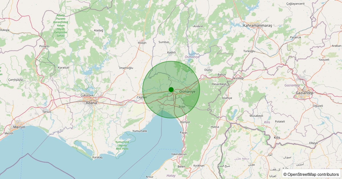 28 Kasım 2025 saat 02:19 - Ceyhan - Azizli - 1.80ml depreminin harita gösterimi