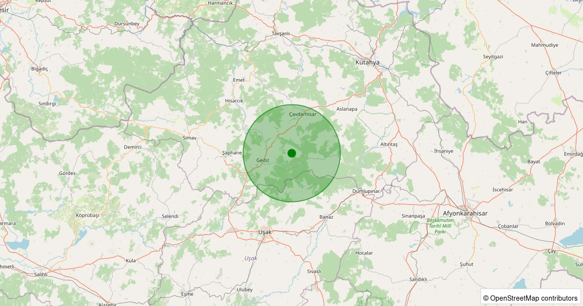 28 Kasım 2025 saat 03:36 - Gediz - 1.40ml depreminin harita gösterimi