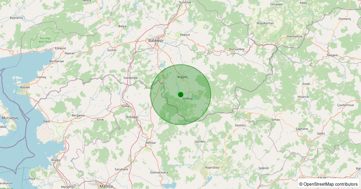 28 Kasım 2025 saat 05:30 - Sındırgı - Karagür - 1.70ml depreminin harita gösterimi