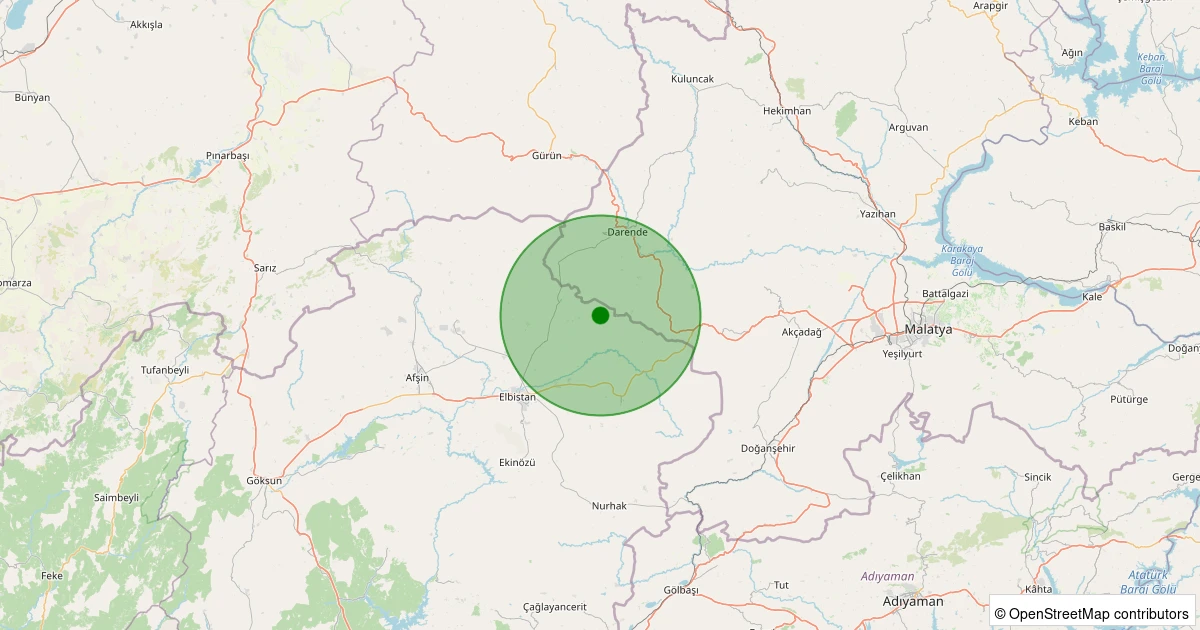 28 Kasım 2025 saat 07:27 - Elbistan - Yalıntaş Köyü - 1.60ml depreminin harita gösterimi
