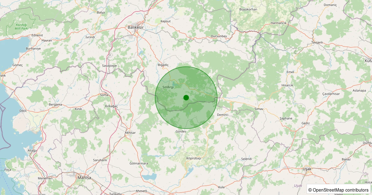 28 Kasım 2025 saat 07:30 - Sındırgı - Küçükdağdere - 1.20ml depreminin harita gösterimi