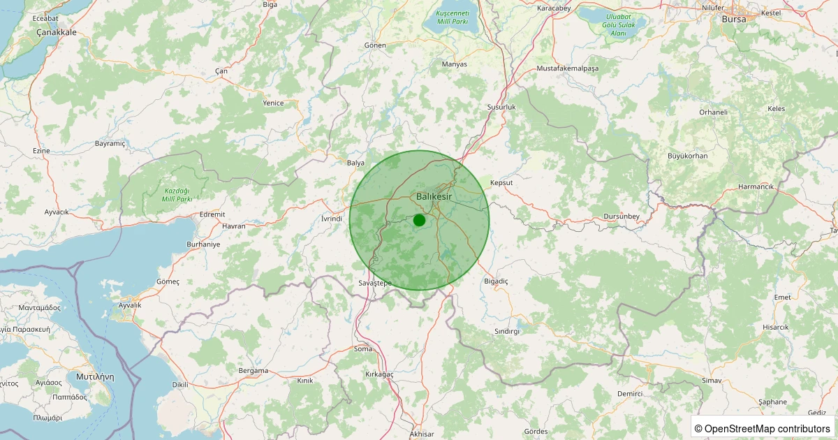 28 Kasım 2025 saat 09:10 - Altıeylül - Kabaklı - 1.80ml depreminin harita gösterimi