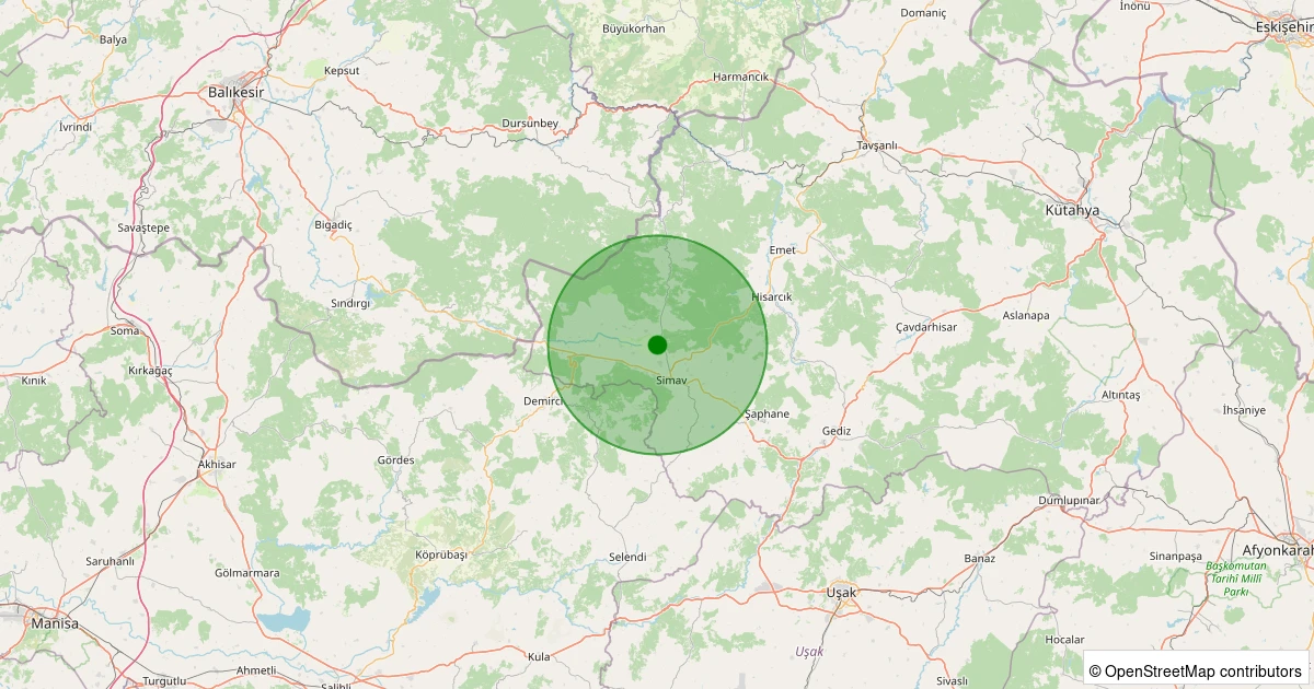 28 Kasım 2025 saat 10:20 - Simav - Naşa/Cumhuriyet - 1.30ml depreminin harita gösterimi