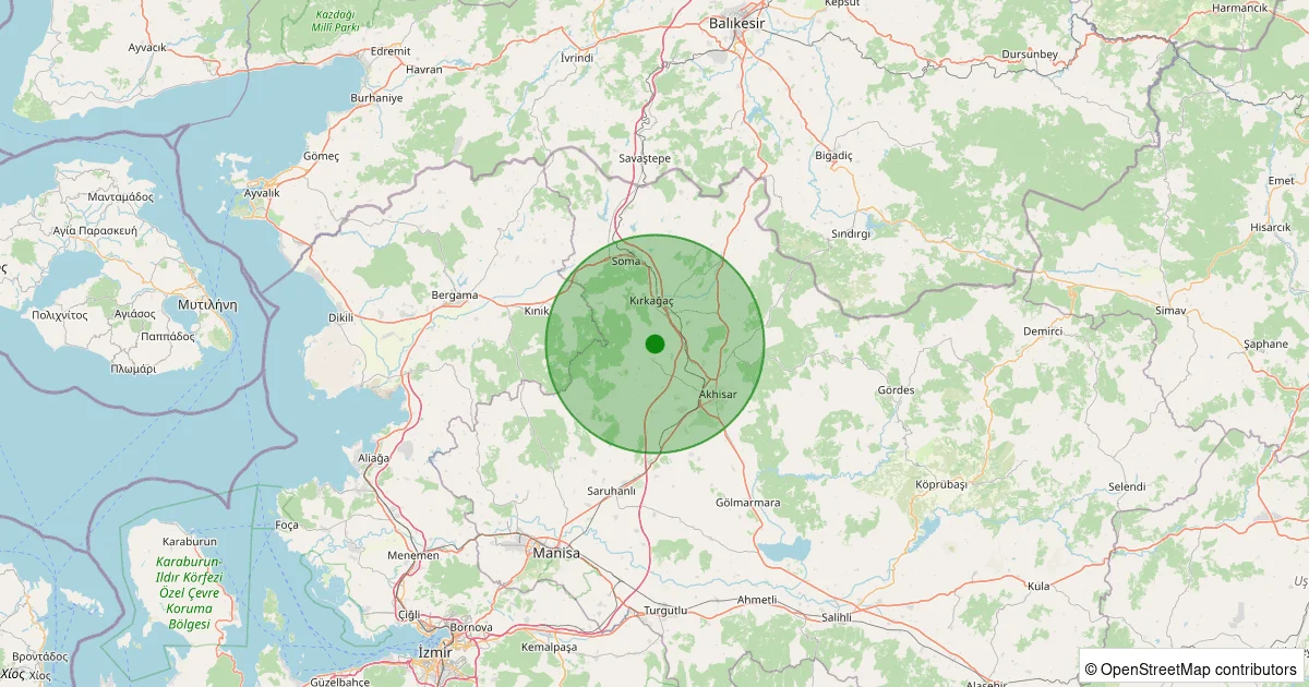 12 Ekim 2025 saat 08:17 - Akhisar - Zeytinliova Köyü - 1.50ml depreminin harita gösterimi