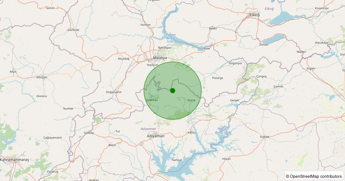 28 Kasım 2025 saat 10:36 - Sincik - Karaköse Köyü - 1.20ml depreminin harita gösterimi
