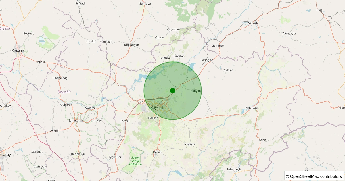 28 Kasım 2025 saat 12:45 - Kocasinan - Karahöyük - 1.80ml depreminin harita gösterimi