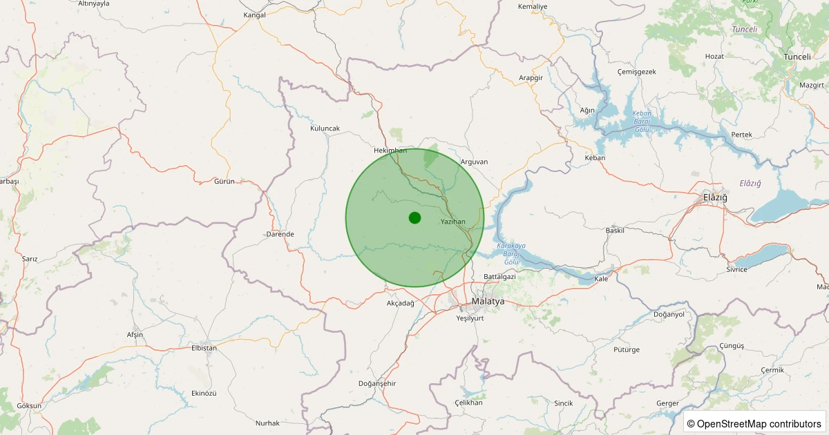 28 Kasım 2025 saat 15:05 - Yazıhan - Tahtalı - 1.30ml depreminin harita gösterimi