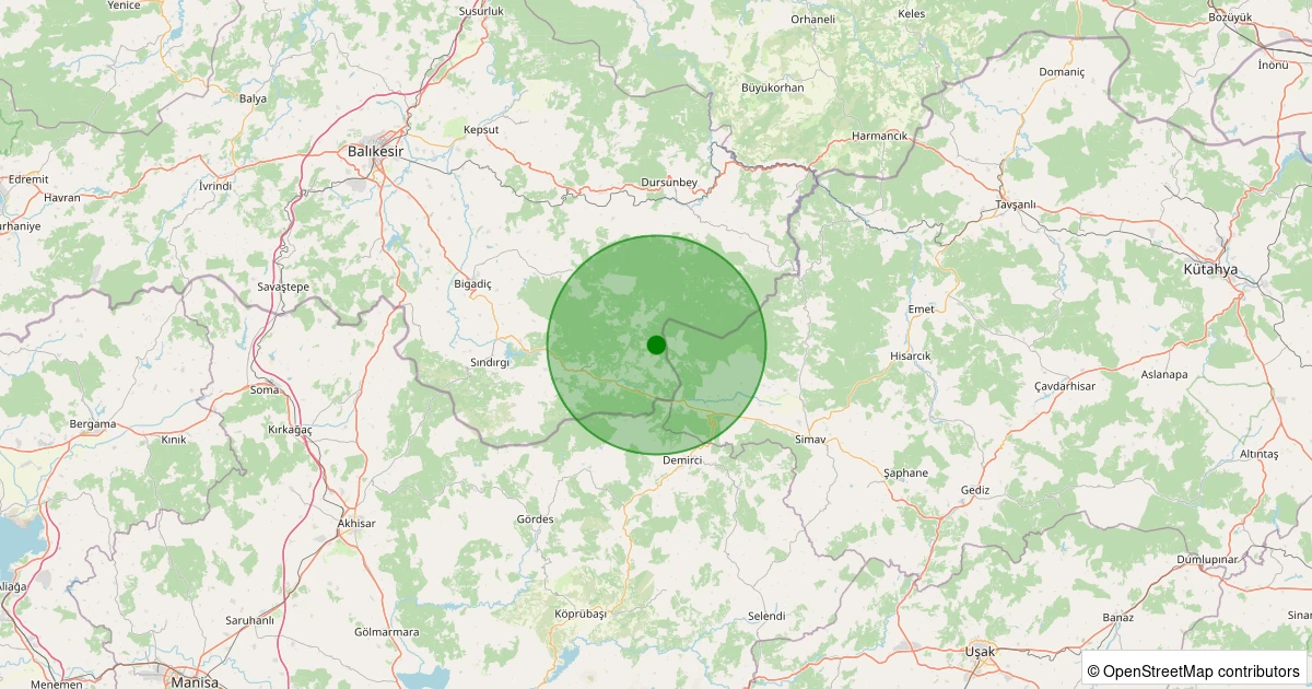 28 Kasım 2025 saat 15:13 - Sındırgı - Pelitören - 1.20ml depreminin harita gösterimi