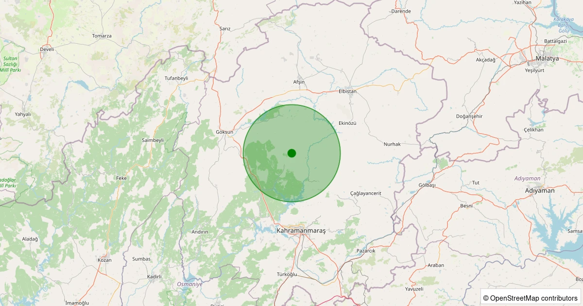 28 Kasım 2025 saat 17:56 - Onikişubat - Hacıbudak - 1.40ml depreminin harita gösterimi